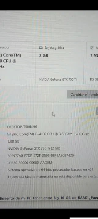 PC Intel i3 8 GB RAM con ventilador azul