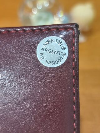 Set pulizia scarpe vintage in pelle targa in argen