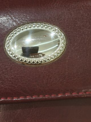 Set pulizia scarpe vintage in pelle targa in argen