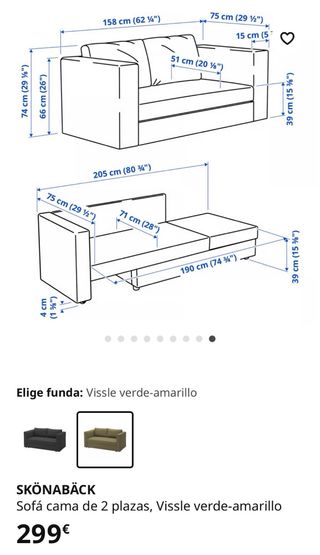 Divano letto a 2 posti SKÖNABÄCK verde di IKEA