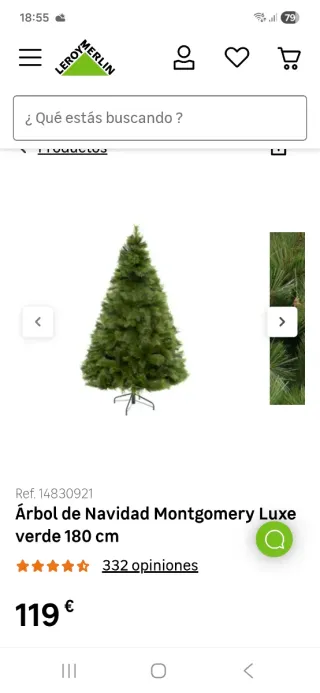 Árbol de Navidad Leroy Merlin Verde 180cm