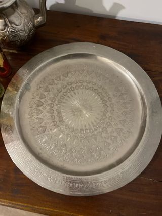 Juego té moruno 7 vasitos metal y cristal