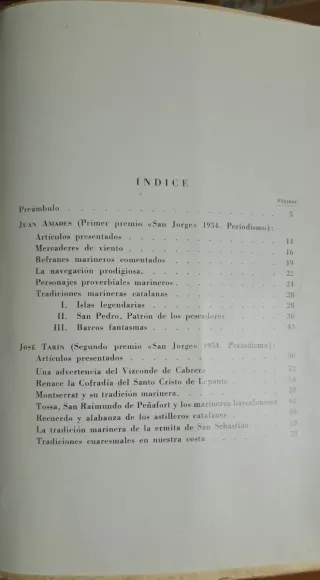 Libro Premios San Jorge 1954 Periodismo