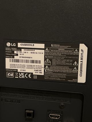 Televisor LG 43 Negro