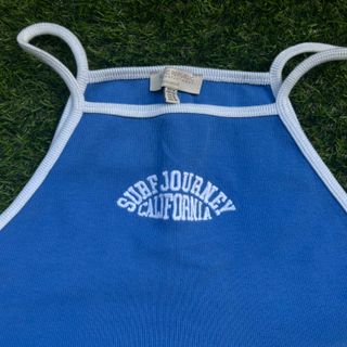 Top PULL&BEAR azul con texto