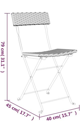 vidaXL Sillas cafetería Plegables 2 uds Acero y ratán sintético Gris