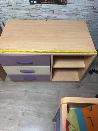 Mueble cajonera/cómoda con 3 cajones y 2 estantes