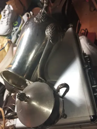 Jarra y azucarero de alpaca antiguos