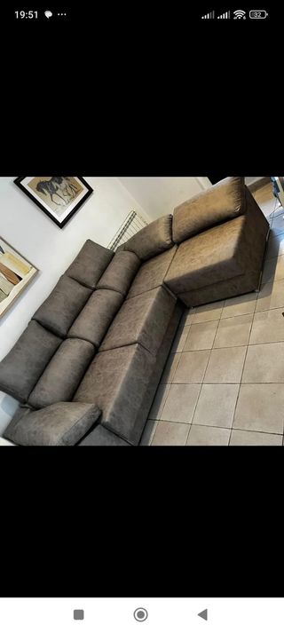 Sofá chaise longue negro y marrón