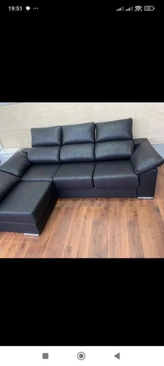 Sofá chaise longue negro y marrón