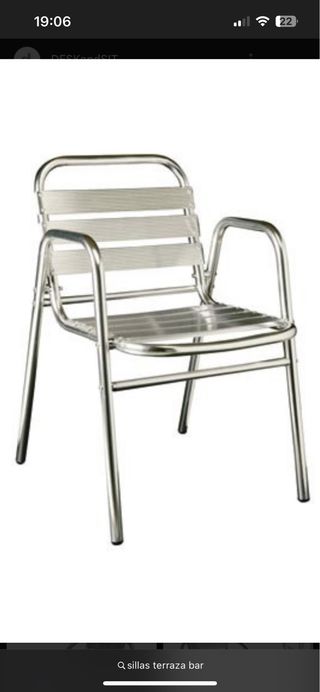 4 Sillas terraza bar metal plateado