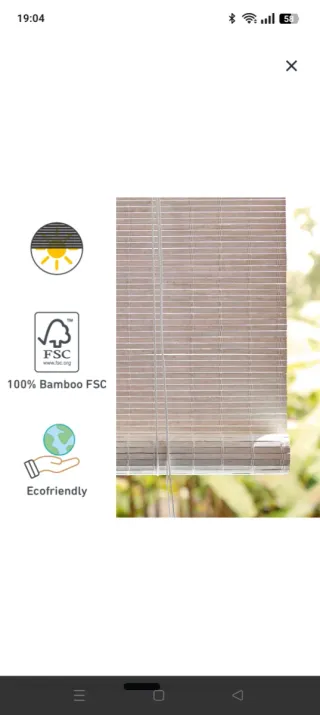 Estor enrollable bambú 90x175cm. Dos unidades.