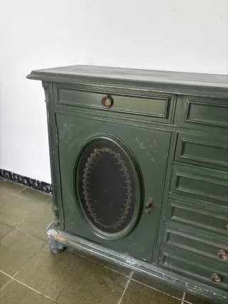 Recibidor madera maciza verde cajones