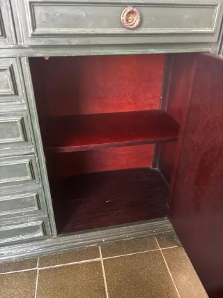 Recibidor madera maciza verde cajones