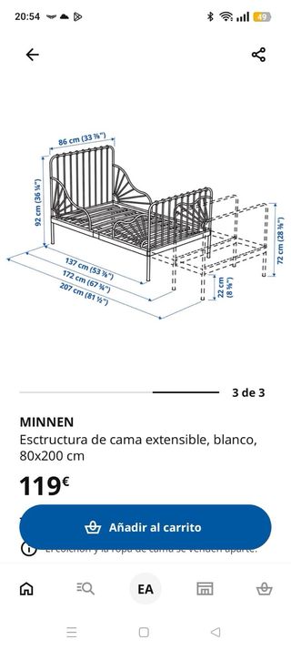Cama infantil extensible Minnen blanca