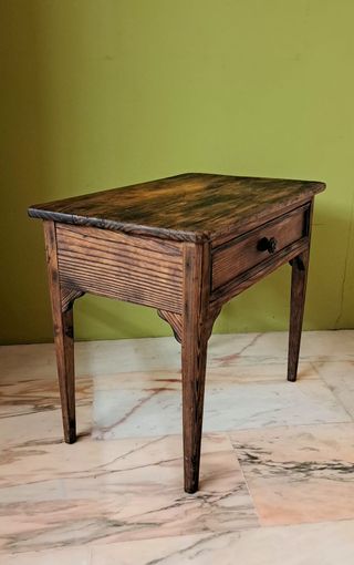 Mesa Auxiliar Antigua Madera Cajón