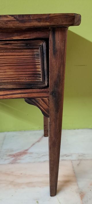 Mesa Auxiliar Antigua Madera Cajón