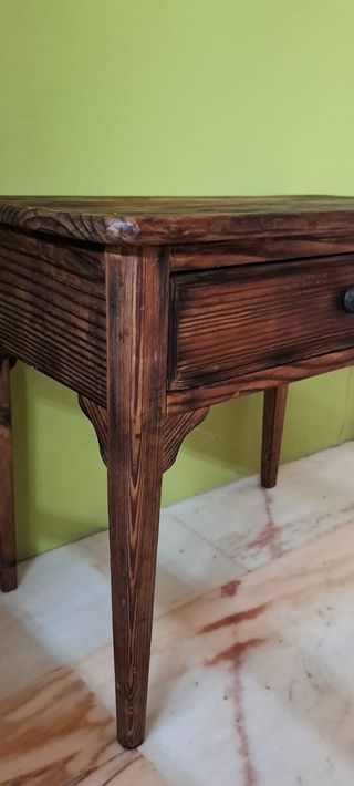 Mesa Auxiliar Antigua Madera Cajón
