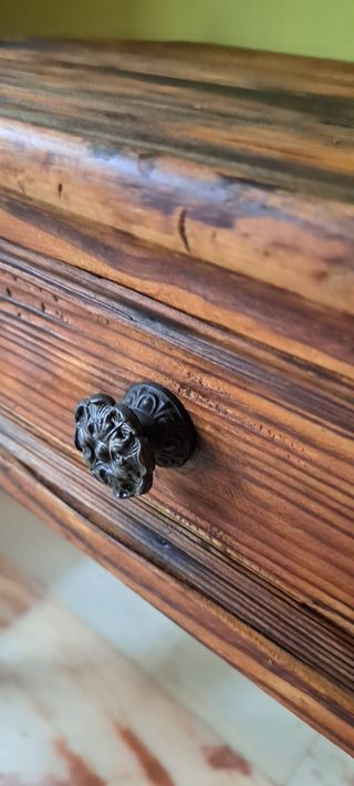 Mesa Auxiliar Antigua Madera Cajón