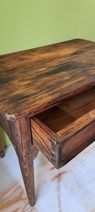 Mesa Auxiliar Antigua Madera Cajón
