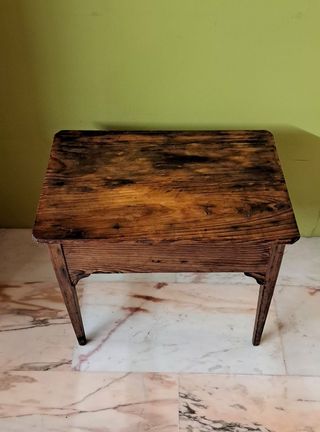 Mesa Auxiliar Antigua Madera Cajón