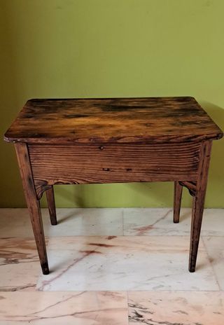 Mesa Auxiliar Antigua Madera Cajón
