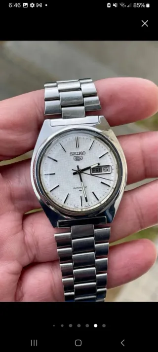 Reloj Seiko 5 Plata Blanco Automático
