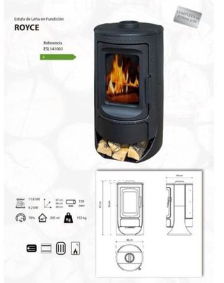 Estufa de Leña Fundicion 9kW Nueva AST1008