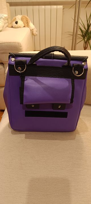 Bolso de cuero morado para bicicleta