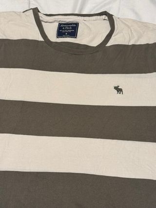 Camiseta Abercrombie Rayas Verde y Blanca Talla M