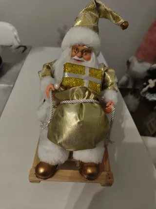 Babbo Natale su slitta decorazione oro