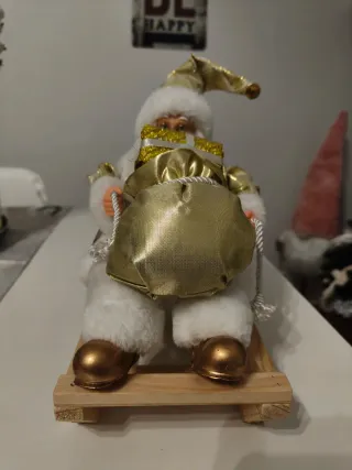 Babbo Natale su slitta decorazione oro