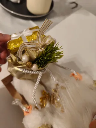 Babbo Natale su slitta decorazione oro