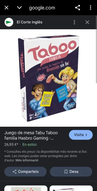 Tabú Familia Juego de Mesa. SIN ESTRENAR