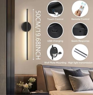 Lámpara de pared LED moderna negra a pilas