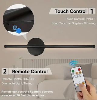 Lámpara de pared LED moderna negra a pilas