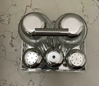 Set Olio Aceto Sale Pepe Alessi Vetro Metallo