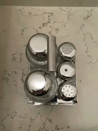 Set Olio Aceto Sale Pepe Alessi Vetro Metallo