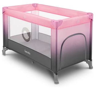 Parque cuna plegable rosa y gris