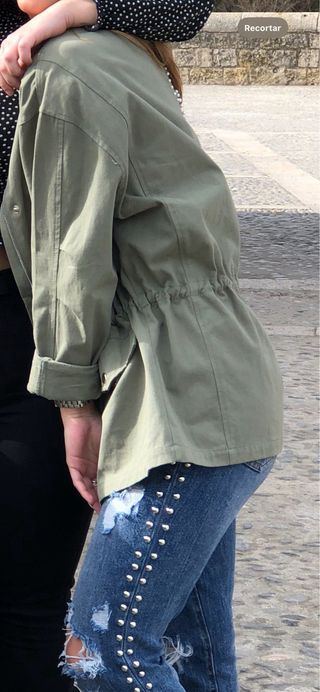 Chaqueta Parca Verde Militar con Adornos Talla S/M
