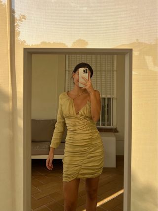 Vestido Asimétrico Zara Mostaza