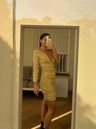 Vestido Asimétrico Zara Mostaza