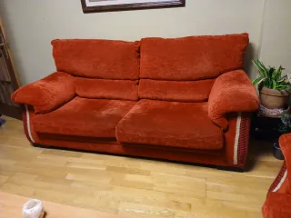 Sofá 3 plazas tela rojo