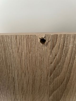 Escritorio con cajones madera y blanco