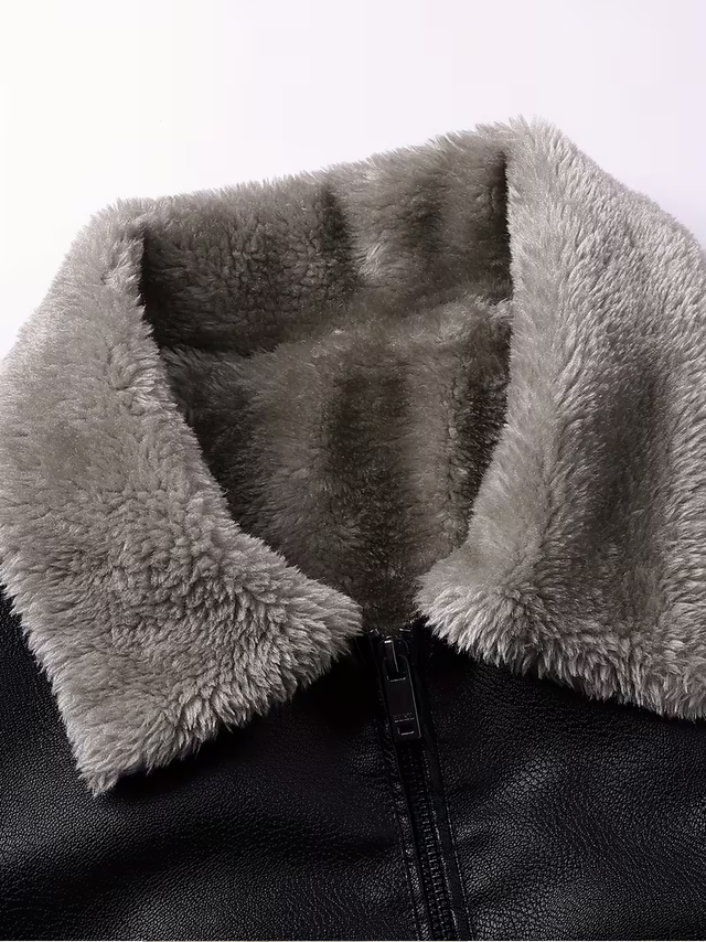 Chaqueta de cuero forrada hombre
