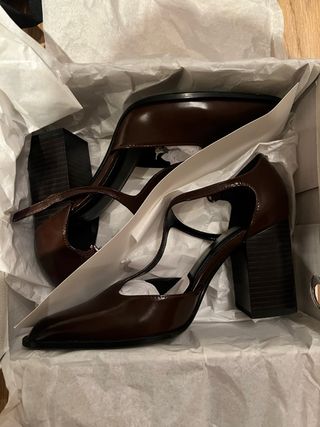 Zapatos tacón Zara marrones talla 38