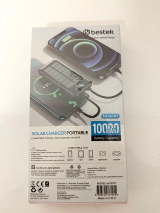 Bestek Powerbank Solare 10000mAh 3 Cavi