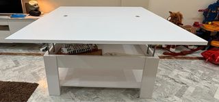Mesa elevable blanca madera y metal