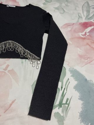 Top fiesta Zara manga larga pedrería Talla M