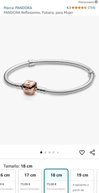Pulsera Pandora talla 18 cm.
